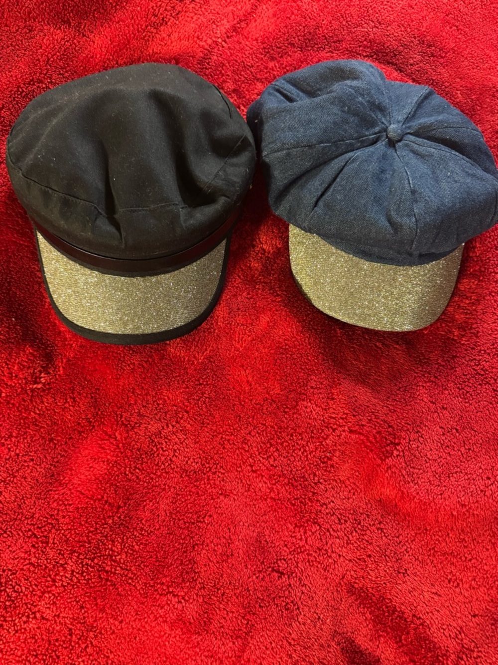 Women’s Ashley Stewart Black and Navy Caps with Gold-Brim Accent